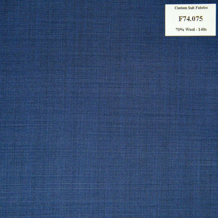 (HẾT HÀNG) F74.075 Kevinlli V6 - Vải Suit 70% Wool - Xanh Dương Trơn